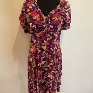 Hell Bunny Purple Floral Midi Dress